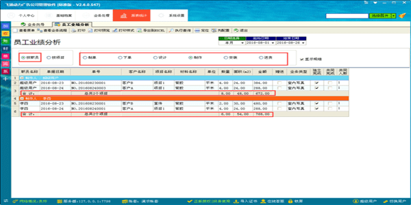 广告公司管理软件-员工业绩分析